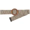 Belts Woven Waist Belt Girl Strap Elastic Band Wood Buckle