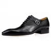 Zapatos formales de cuero genuino para hombre, Zapato de moda Social para hombre, zapatos mocasines para vestido de boda, zapatos Brogue diarios con cordones estampados