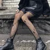 Skarpetki dla kobiet wzorzyste seksowne rajstopy rybne rozciągliwe miękkie legginsy małe dziury wzór motyla pończochy cosplay odzież