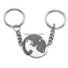 Keychains Lanyards 2pcs puzzle Cat Keychain pour les femmes une paire de couple amant Animal Matching Pendant Valentines Gift Unic Dhgarden Dhwxa