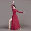 Vêtements de scène danse classique chinoise Style ethnique Cheongsam taille haute fente pratique moderne vêtements Costume de Performance professionnelle