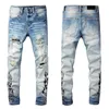 Jeans da uomo Pantaloni casual Amirs Streetwear Nero Fit Uomo Autunno Masculina Trendy Dance Club Skinny s Toursers Pantaloni firmati da uomo Strappati Hip Hop Street Purpl