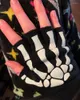 Cykelhandskar punk unisex halloween skelett skalle halv fingerfingerfri stretch stickade vinter vantar