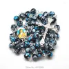 Chaînes Fashion Glass Bead St Rita Chapelet Colliers Noir Bleu Fleur Perles Rondes