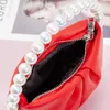 Shoulder Bags Colour Pearls Circular Fold Handbags Women 2023 New Elegant Designer Half Moon Round Handle Dinner Clutch Purse Wedding Party 230426