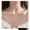 Pendant Necklaces Sier Crystal Shell Cherry Blossoms Charm Necklace For Women Choker Collares Party Jewelry Drop Deli Dhgarden Dhous