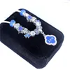 Charm Bracelets Double Nose European Beads Greek Letter Zeta Phi Beta With Blue Crystal University Society Memory Jewelry