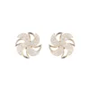 Stud Earrings Korean Fashion Rotated Windmill For Women Cute Cubic Zirconia Inlaid Bling Spin Chunky Flower Jewelry