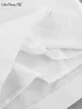 Zweiteilige Damenhose Mnealways18 Weiße Baumwoll-Leinen-Shorts-Sets, 2-teiliges Straßenoutfit, Kurzarmhemd und Shorts mit weitem Bein, Sommer-Damenanzug 230515