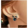 Charm Jewelry Fashion Gold Color Bowknot Cube Brincho de cristal Brincos de laço quadrado para mulheres Pretty Gift Drop entrega Otiei