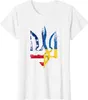 T-shirty mężczyzn Vintage Ukraina amerykańska flaga Ukraińska T-shirt Trident Men krótki rękaw Casualny 100% bawełniany letnia koszula O Neck P230516