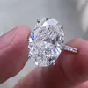 Кластерные кольца Продажа 925 SLIVER STERLING OVAL SIMULED DIAMDENT STANE для женщин, пробуренных белых топаз драгоценный камень S925 Кольцо из ювелирных изделий