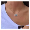 Pendant Necklaces Trendy 18K Gold Plated Turkish Evil Eye Necklace Lucky Girl Gift Baguette Cubic Zirconia Turquoise Geomstone Top Q Dh8Ho