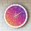 Wanduhren, buntes Astrologie-Kreis-Design mit Horoskop-Zeichen, Acryl-Uhr, abstrakte Astronomie, bedruckte Uhr, modern