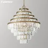 Kroonluchters moderne kroonluchter verlichting voor foyer alaine ronde messing hanger woonkamer heldere cristale druppels hangende lamp armatuur