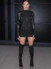 RUKAS Black Long Sleeve Backless Patchwork Mesh See Through Sexy Slim Mini Dress Summer Women Fashion Clothes Party Nightclub