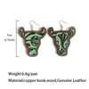 Kolczyki Dangle Western Jewelry Expossed Turquoise oryginalne skórzane łzy kropka drewniana kropla dla kobiet cowgirl