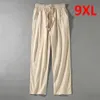 Pantalons pour hommes en lin hommes grande taille 9XL 8XL pantalons d'été mode masculine décontracté couleur unie grand 230516