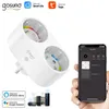 Adapters Gosund Tuya WiFi Dual Socket Switch Smart Plug Gosund /Smart Life /Tuya Remote Timing Voice Control fungerar med Alexa Google Home