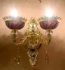 Vägglampor villa Parlor Decor Purple Gold Crystal Light för matsal Hallvägar Hem Led Arandela Night Lamp