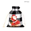 Décorations de noël joyeux Plaid sacs-cadeaux sac de bonbons pour la maison ornements de noël Navidad fête fournitures Noel 2023