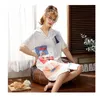 Dames slaapkleding zomer nachtdress dames ijs zijden sexy shirt 2023 senior feel vriendje stijl pyjama's