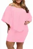 Multiple Dressing Layered Pink Mini Poncho Dress o1Rw #