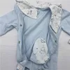 Rompers spädbarn blå romper setbibhat för baby flicka romper clting set baby pojkar jumpsuits födda fot 230516