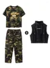 Bühnenkleidung Jungen Hip Hop Tanzkostüm Schwarze Weste Camouflage T-Shirt Hosen Mädchen Jazz Performance Kleidung Mode Kinder Outfit BL10599