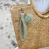 Anahtarlıklar mini macrame pom pon boho dokuma anahtarlık araba anahtar çanta telefon pompom dekoru için knahal bilek kayışı