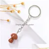 Key Rings Mini Mushroom Stone Stone Lobster Clip Clasp -ketens Gewerkte Charms Keychains Haling Crystal Keyrings for Women Me Dhgarden Dh0ek