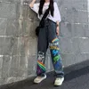 Jeans pour hommes femmes Emo Harajuku Streetwear Alt Anime Hip Hop jambe large Baggy Denim pantalon Grunge Graffiti taille basse pantalon Y2k vêtements