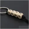 Principais anéis de madeira Mobile Pingente Letter Rec Bead Keychain Men, homens pequenos presentes amor