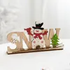Decorações de Natal Letra Inglês Ornamentos de madeira pendente de madeira Navidad Tree Deer DIY Artesanato Ano 2023 Presentes pendurados