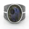 Bagues de cluster 925 bague en argent Sterling pour hommes avec pierre de lune naturelle doigt turquie à la main pierre précieuse thaïlandaise pour les femmes bijoux fins