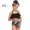 Parent-child swimwear mother and daughter swimsuit printed high waisted bikini with ruffled edges