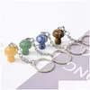 Key Rings Mini Mushroom Stone Stone Lobster Clip Clasp -ketens Gewerkte Charms Keychains Haling Crystal Keyrings for Women Me Dhgarden Dh0ek