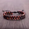 Hilo de joyería hecha a mano, cuentas de piedra de ojo de tigre de 6MM, pulsera trenzada de cuentas de doble capa para hombres y mujeres, abalorio de amistad