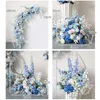 Flores decorativas rosa branca rosa azul delphinium artificial flor fila pendurado na festa de casamento arco decoração rota chumbo floral bola adereços