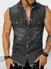 Camisas casuais masculinas Moda Men, verão, camisas de jeans de cor sólida decoração de bolso de gola de gola com gola virada de peito simples com um cardigan slim top 230515
