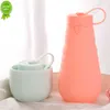 Tazza pieghevole in silicone portatile a forma di lampada Tazze pieghevoli resistenti al calore con coperchio pieghevole Tazza da viaggio per acqua calda