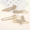 Broches 4pcs metaal Rhinestone broche dames moslim sjaal sjaals sjaals safty pins clips buckle glitter sieraden accessoires