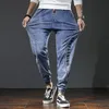 Mäns jeans Herrmode Pants Elastic Band Övervikt Stor storlek Jeans Male Ankle Length Patchwork Streetwear Plus Size Man Cowboy Trouser 230516