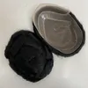 Cabeças de cabelo humano virgem da Malásia 8x10 #1 Jet preto cor de 32 mm de onda Hollywood Mono Toupee Front Lace Unit para homens