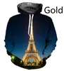 Herrtröjor 2023 3d Autumn Winter Hoodie världsberömda landmärke Eiffeltornet tryckt tröja