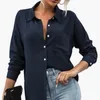 Women's Polos 2023 Spring/Summer Solid Color Shirt Women's Vintage Pocket Europe And America High Quality Light