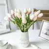 Kwiaty dekoracyjne 10pcs sztuczny prawdziwy dotyk pu tulipany fałszywy bukiet kwiatowy na imprezę/dekoracje domu
