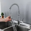 Kitchen Faucets Modern Chrome Brass Single Handle Faucet Spring Pull Dwon 2 Way Water Outlet Sink Mixer Tap AT9268