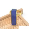 Cluster Rings Top Quality Fashion Jewelry Stainless Steel Lapis Lazi Natural Stone Ring For Men Birthday Gift Wholesale Drop Delivery Dhe9J