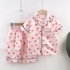 Set piżamów piyama anak anak baju anak Perempuan Dan Laki Laki Atasan Celana Satin Sutra Es Pakaian Rumah 230516